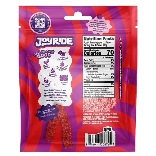 Joyride Low Sugar Sour Strawberry Strips, 3.5 Ounce, 10 Per Case