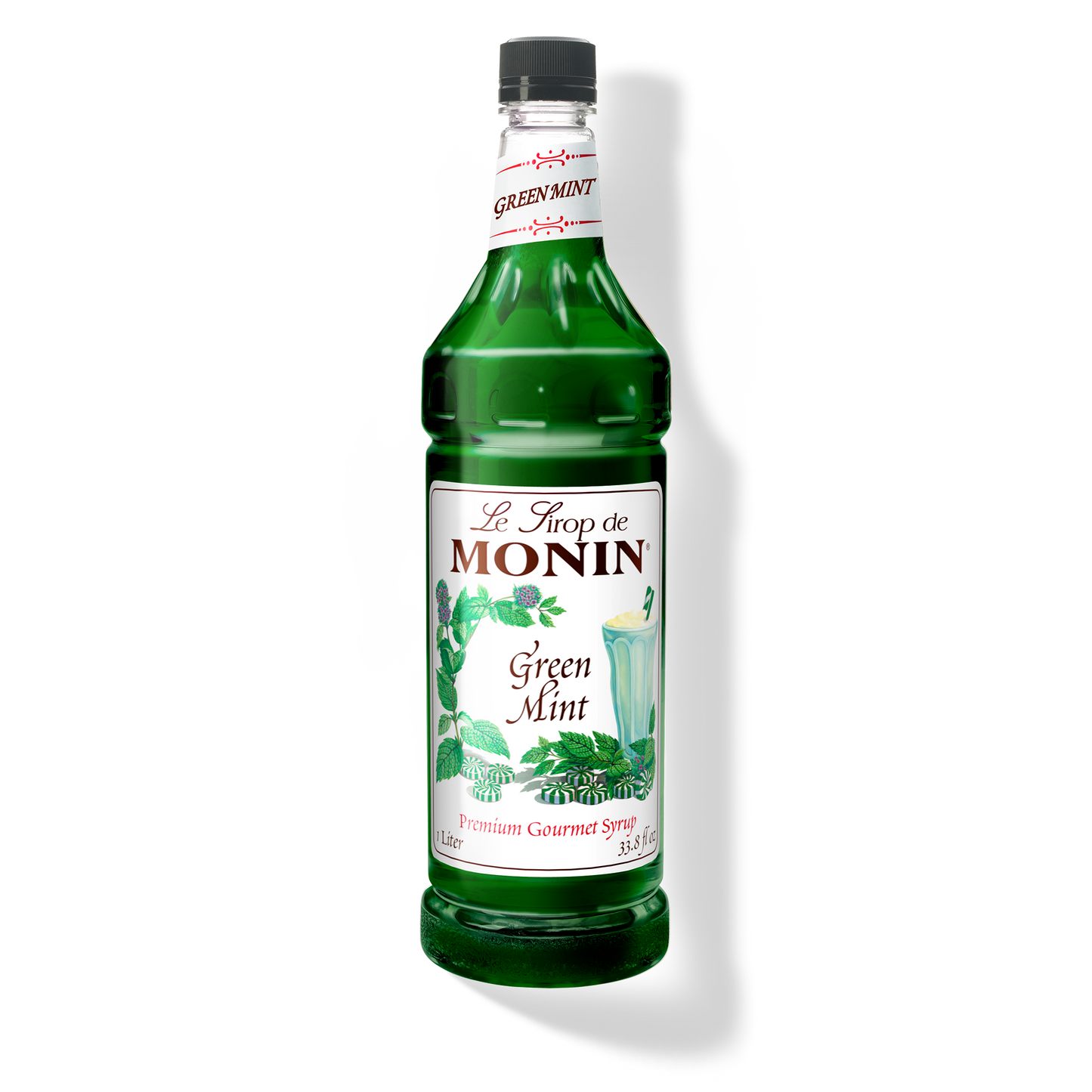 Monin Green Mint Syrup - Case of 4 (1 Liter Each)