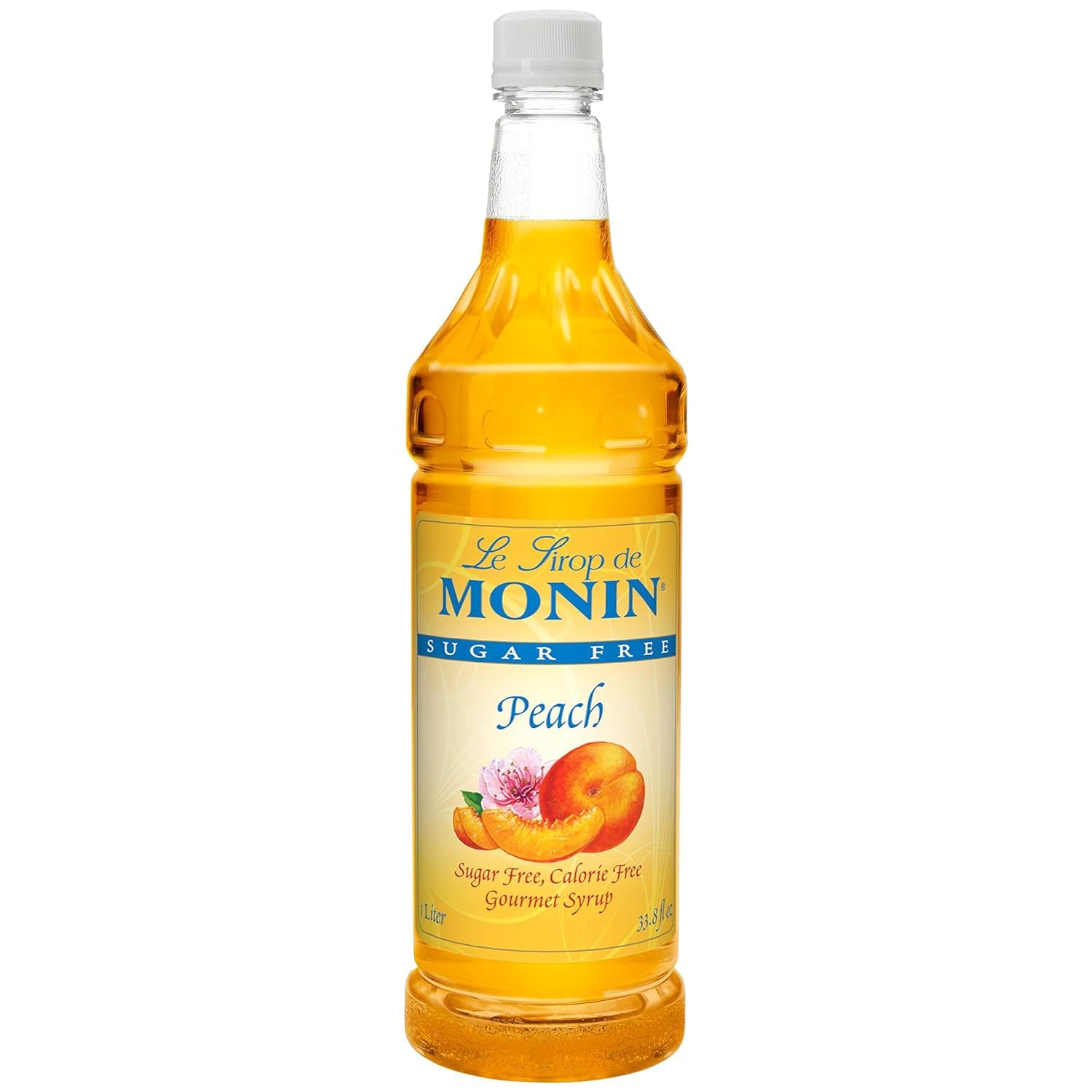 Monin Sugar Free Peach Syrup 1 Liter Bottle