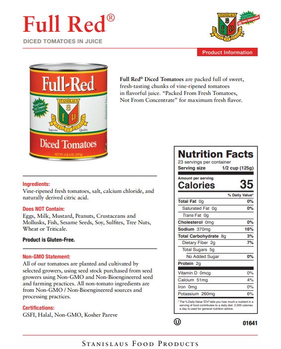 Stanislaus Full Red Diced Tomatoes