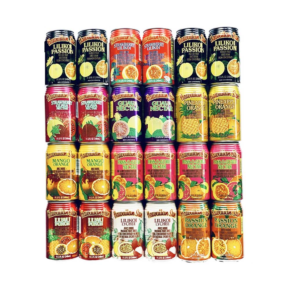Hawaiian Sun Premium Tropical Juice Drink Party Bundle of 10 Assorted Flavors (24 Cans Total)