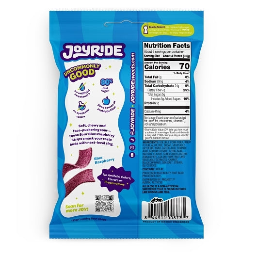 Joyride Sour Blue Raspberry Strips Low Sugar Case, 10 Count