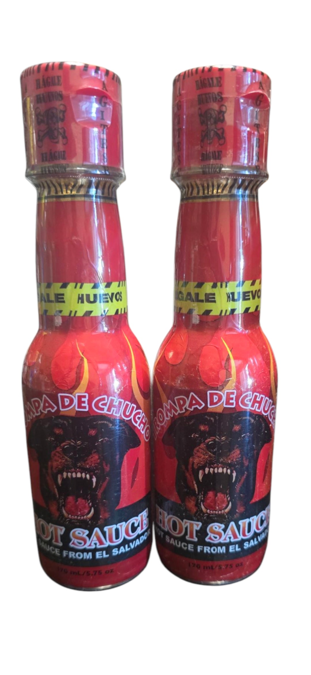 Trompa De Chucho Hot Sauce La Mas Picante De El Salvador 100% organic Imported Salvadorean Salsa Chili Vinegar 3 peppers Jalapeno, Habanero, Tabasco Tacos, Pupusas, Pizza, Burritos, Hagale Huevos!r (1 Red 1 Green)