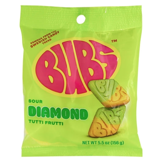 Bubs Soft Candy Sour Diamond Tutti Frutti  5.5 Ounce, 8 Per Case