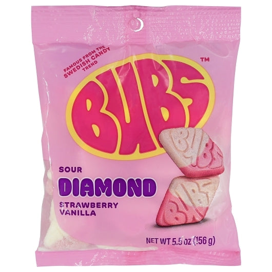 Bubs Sour Diamond Strawberry Vanilla Candy, 5.5 Ounce, 8 Per Case