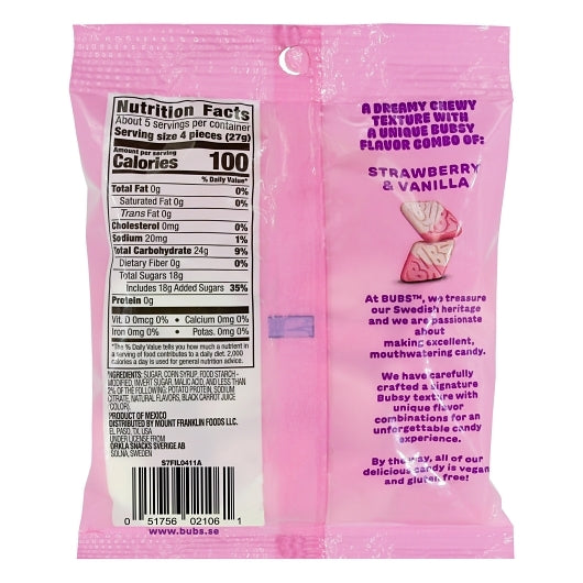 Bubs Sour Diamond Strawberry Vanilla Candy, 5.5 Ounce, 8 Per Case