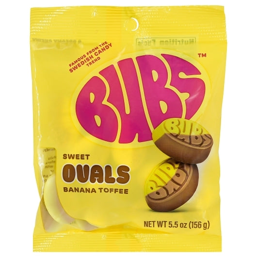 Bubs Sweet Ovals Banana Toffee Candy, 5.5 Ounce, 8 Per Case