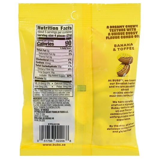 Bubs Sweet Ovals Banana Toffee Candy, 5.5 Ounce, 8 Per Case