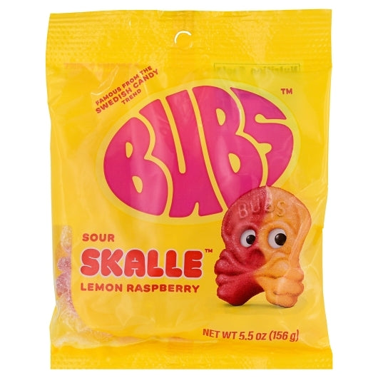 Bubs Sour Skalle Lemon Raspberry Candy, 5.5 Ounce, 8 Per Case