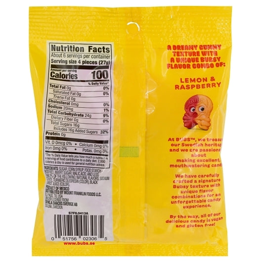 Bubs Sour Skalle Lemon Raspberry Candy, 5.5 Ounce, 8 Per Case