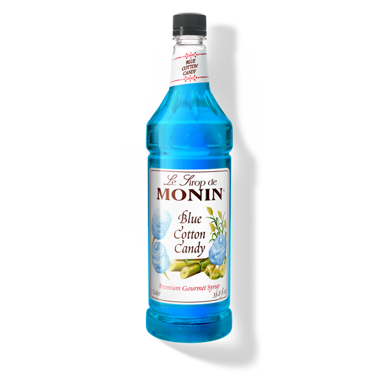 Monin Blue Cotton Candy Syrup - Case of 4 (1 Liter Each)