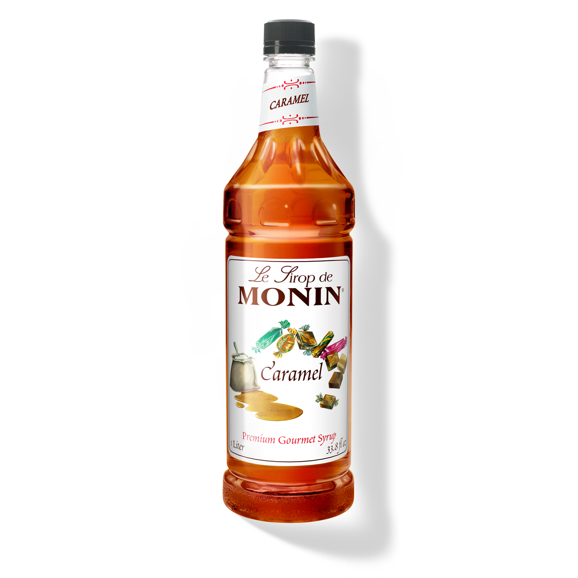 Monin Premium Caramel Syrup - Case of 4 (1 Liter Each)