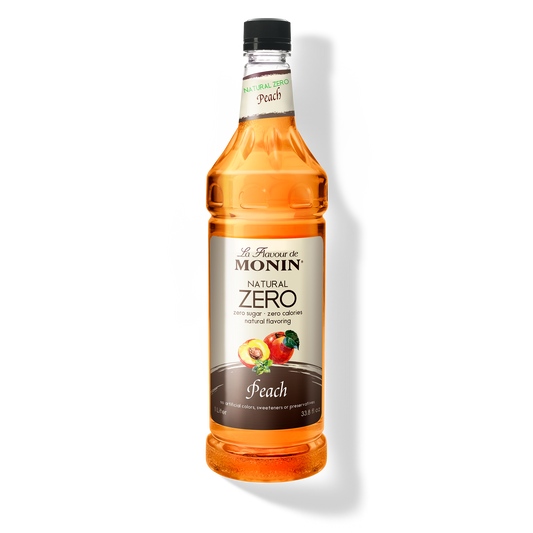 Monin Natural Zero Peach Syrup - Case of 4 (1 Liter Each)