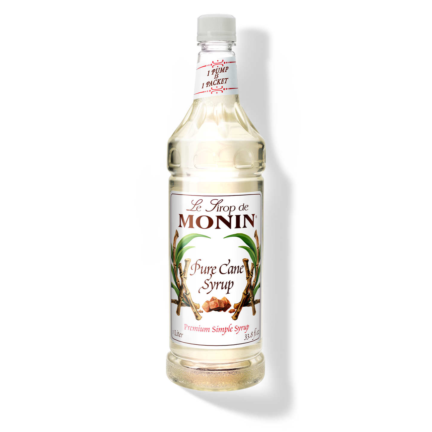 Monin Pure Cane Syrup - Case of 4 (1 Liter Each)