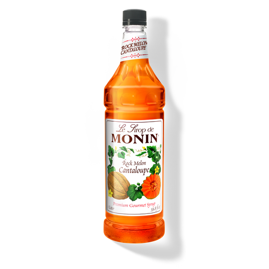Monin Rock Melon Cantaloupe Syrup - Case of 4 (1 Liter Each)