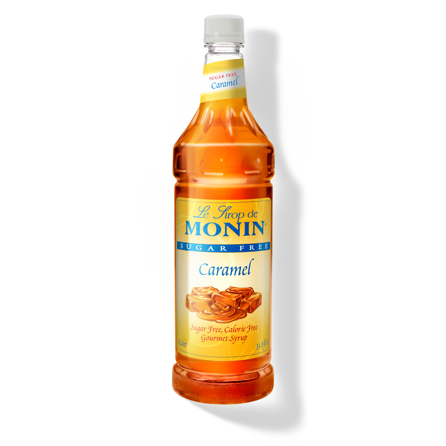 Monin Sugar Free Caramel Syrup - Case of 4 (1 Liter Each)