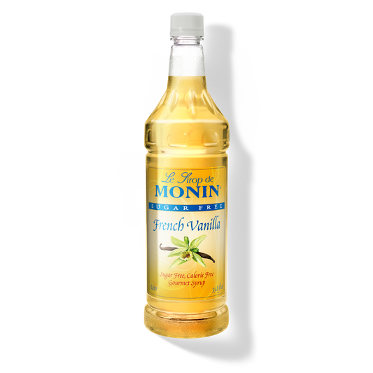 Monin Sugar-Free French Vanilla Syrup - Case of 4 (1 Liter Each)