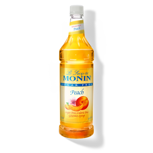 Monin Sugar-Free Peach Syrup - Case of 4 (1 Liter Each)