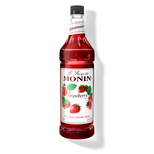 Monin Premium Strawberry Fruit Puree - Case of 4 (1 Liter Each)