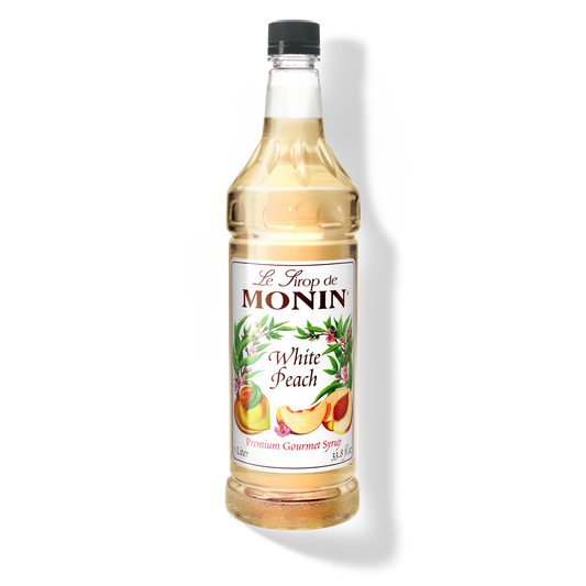 Monin White Peach Syrup - Case of 4 (1 Liter Each)