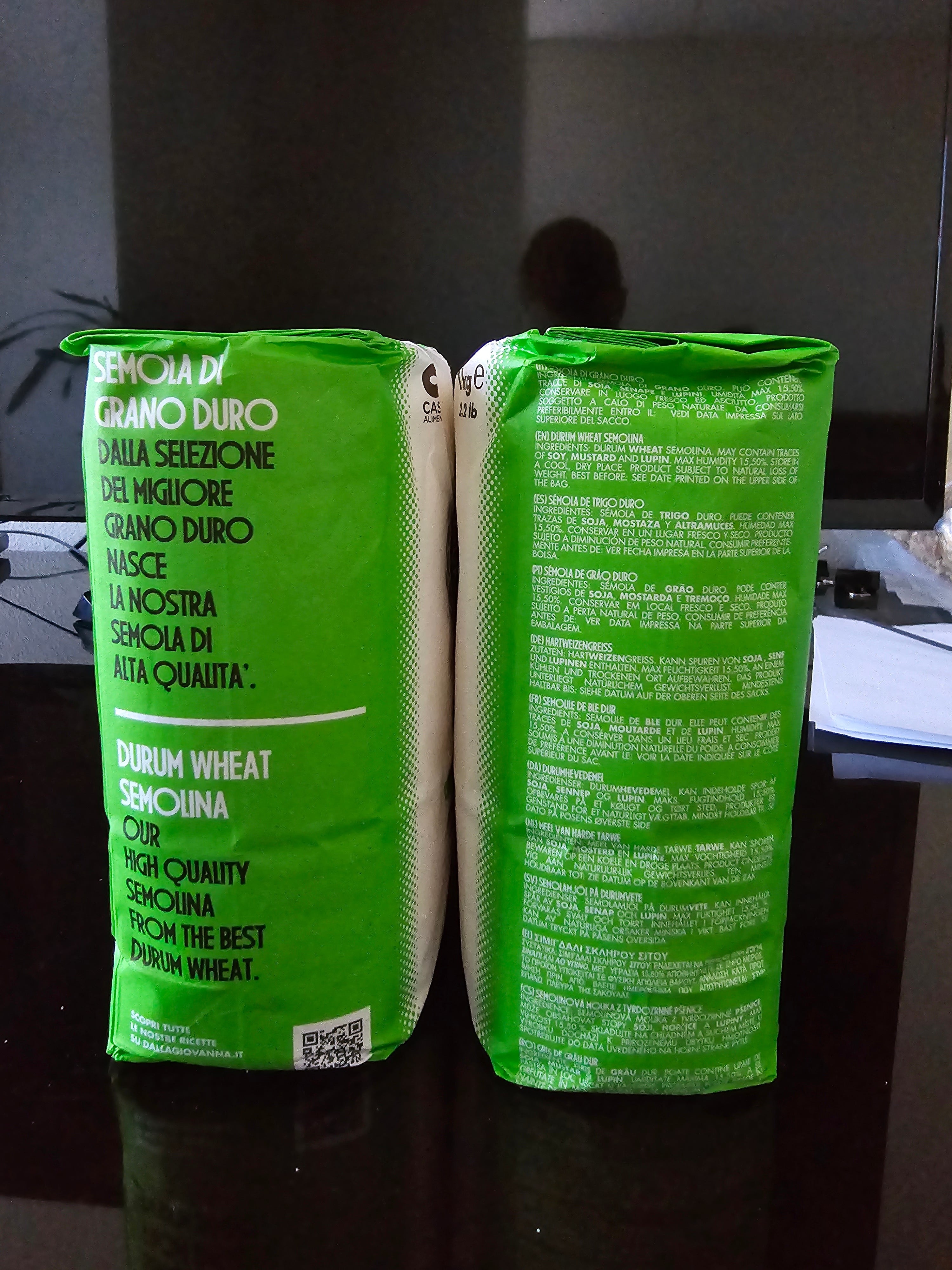 Molino Dallagiovanna Italian Semolina Flour De Grano Duro W390 High Protein 2 pack 1kg bags
