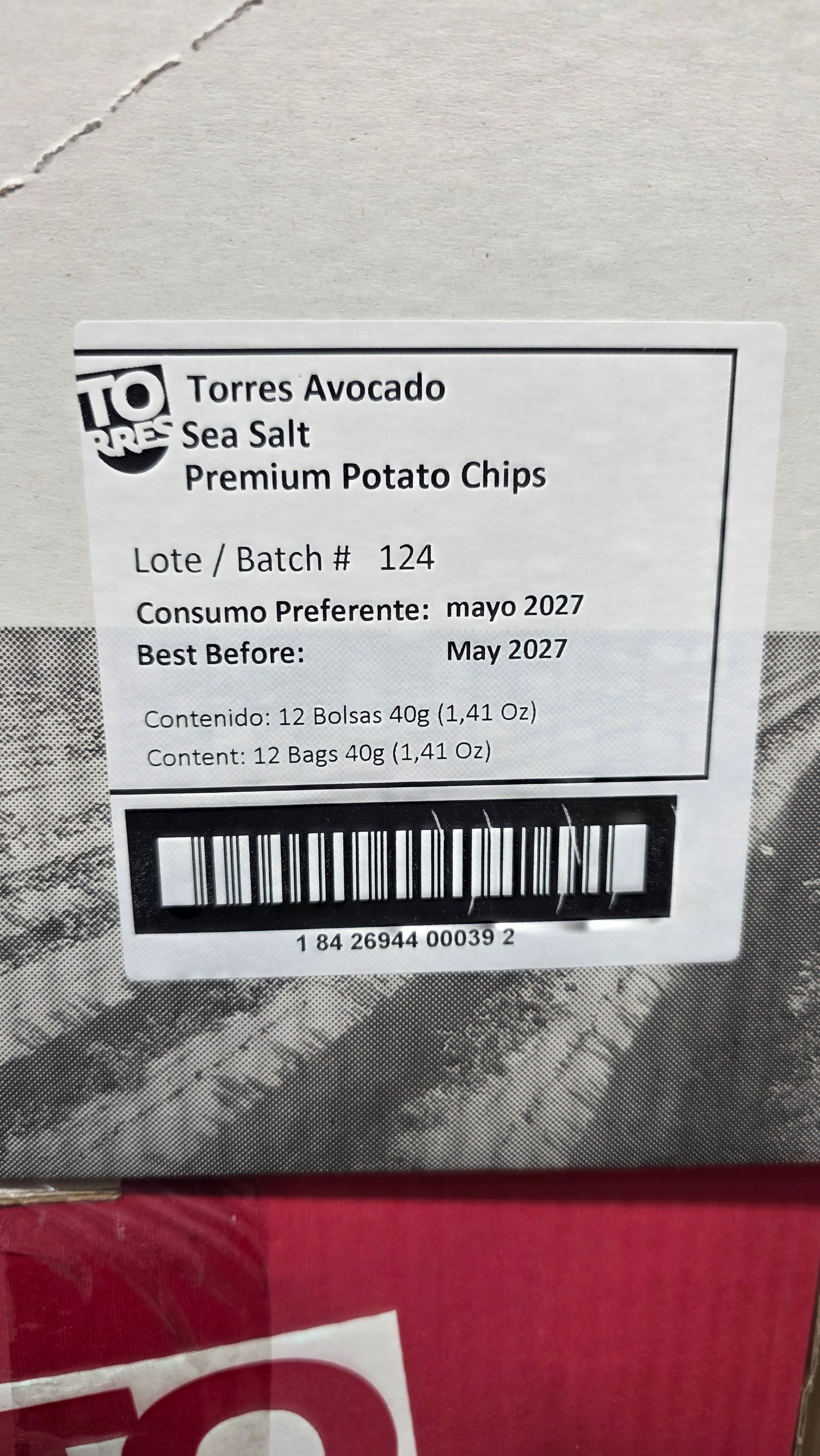 Torres Avocado Oil & Sea Salt Potato Chips — Case of 12 (1.41 oz (40g) Bags)