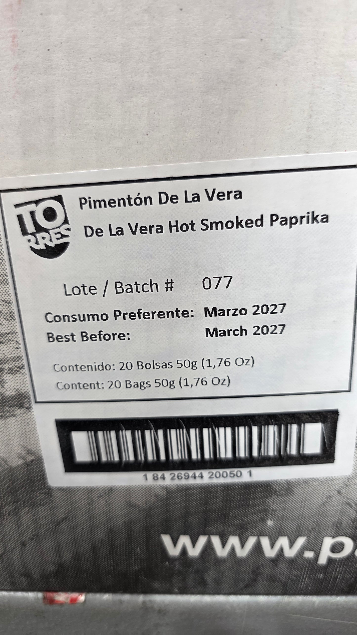 Torres Hot Smoked Paprika de la Vera Potato Chips — Case of 20 (1.76 oz (50g) Bags)