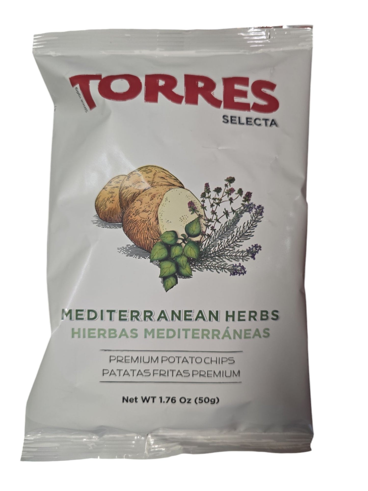 Torres Mediterranean Herbs Potato Chips — Case of 20 (1.76 oz (50g) Bags)