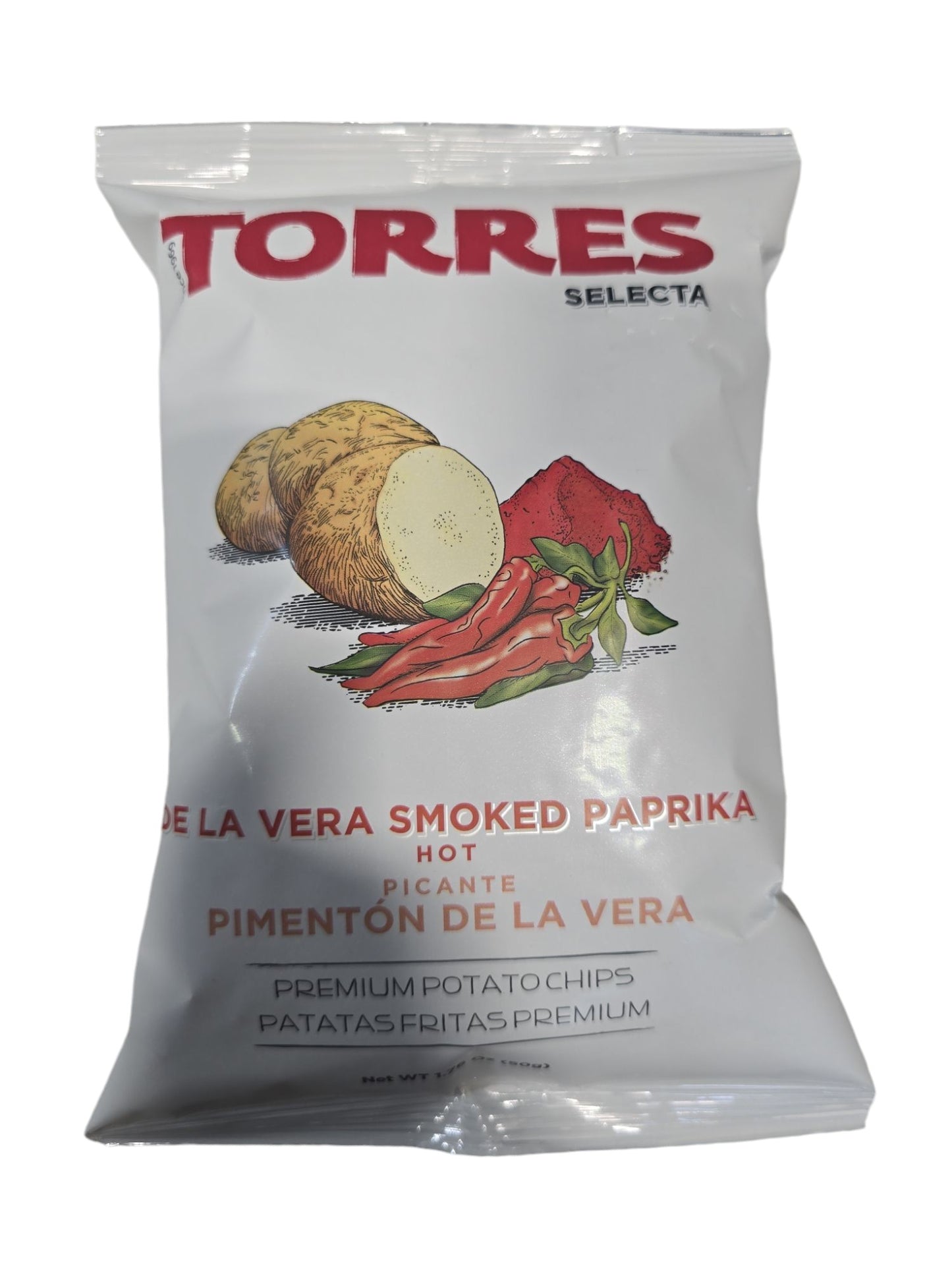 Torres Hot Smoked Paprika de la Vera Potato Chips — Case of 20 (1.76 oz (50g) Bags)