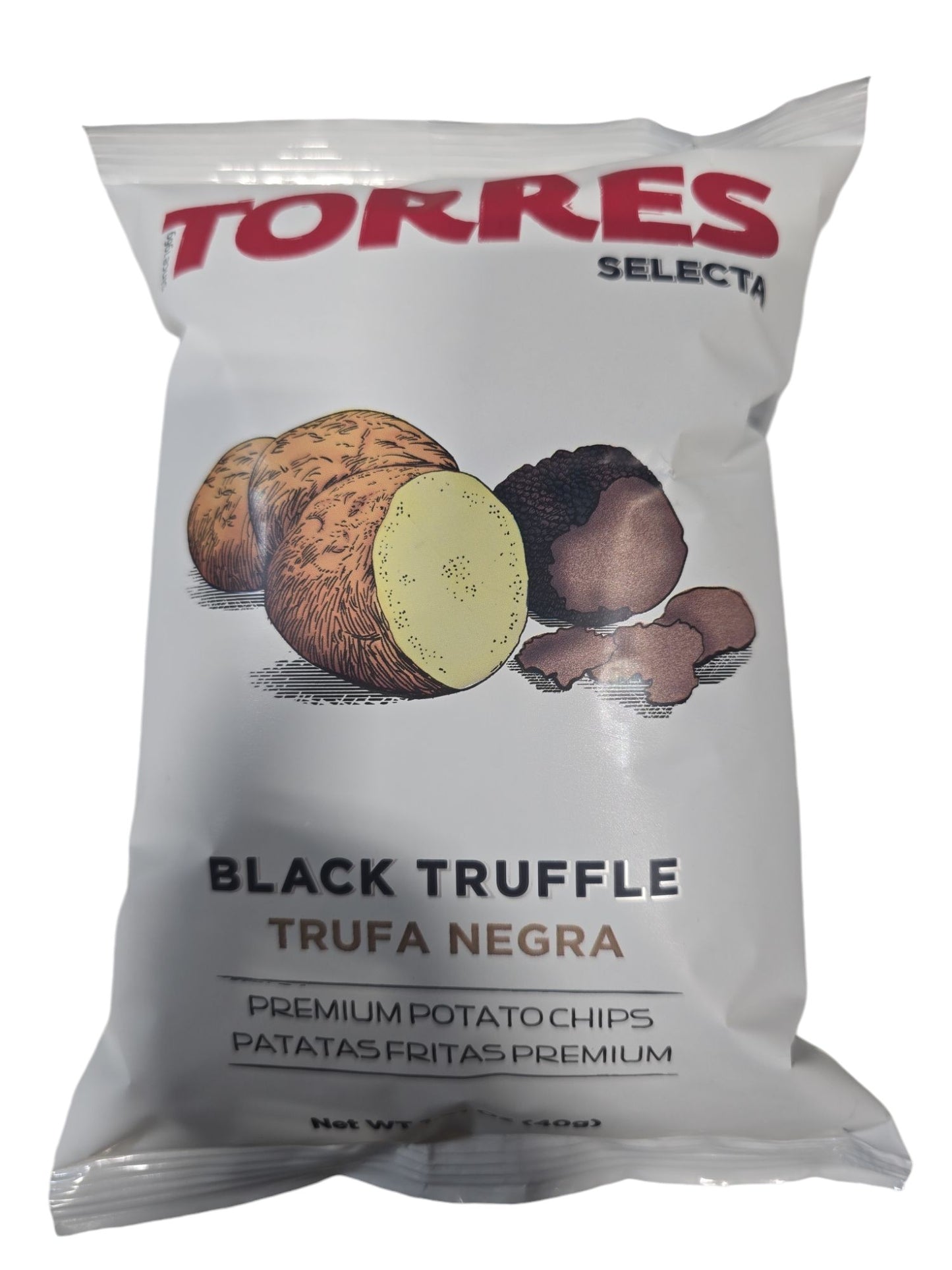 Torres Black Truffle Potato Chips Trufa Negra — Case of 20 (1.41 oz (40g) Bags)