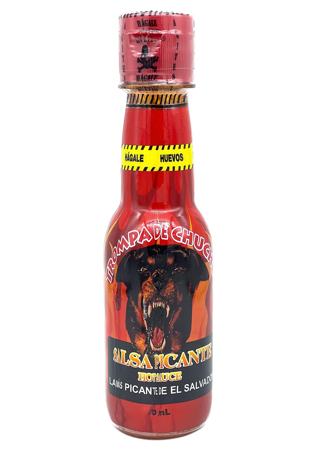 Trompa De Chucho Hot Sauce La Mas Picante De El Salvador 100% organic Imported Salvadorean Salsa Chili Vinegar 3 peppers Jalapeno, Habanero, Tabasco  Hagale Huevos! detail view 5