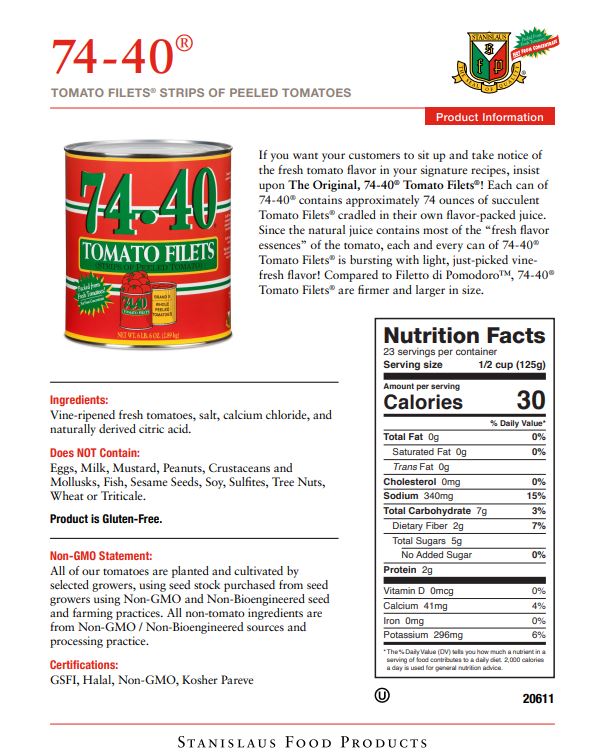 Stanislaus 74 40 Tomato Fillets