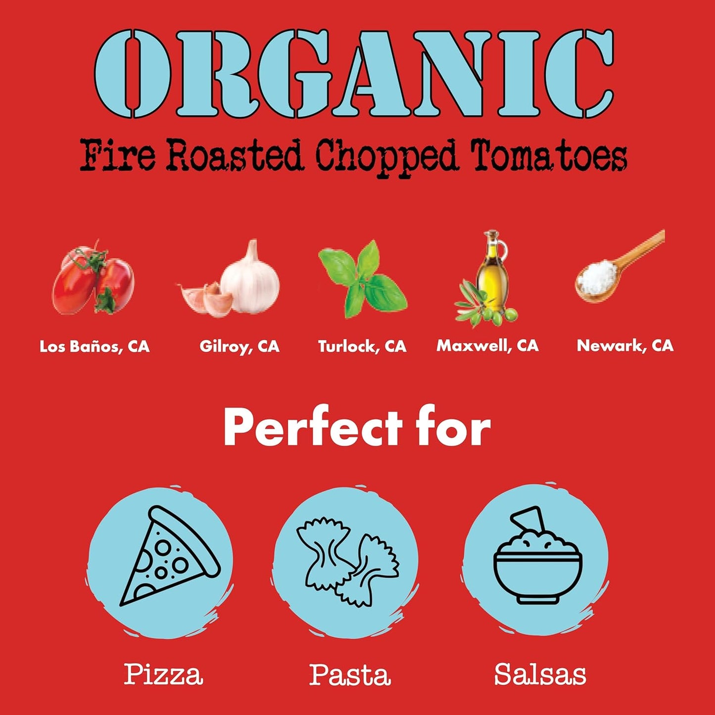 Bianco DiNapoli Organic Fire Roasted Chopped Tomatoes - Vine Ripened California Grown Tomatoes - Perfect for Flavorful Stews, Soups, Sauces, Italian & Mexican Dishes - Canned - 28 oz, 6 Pack