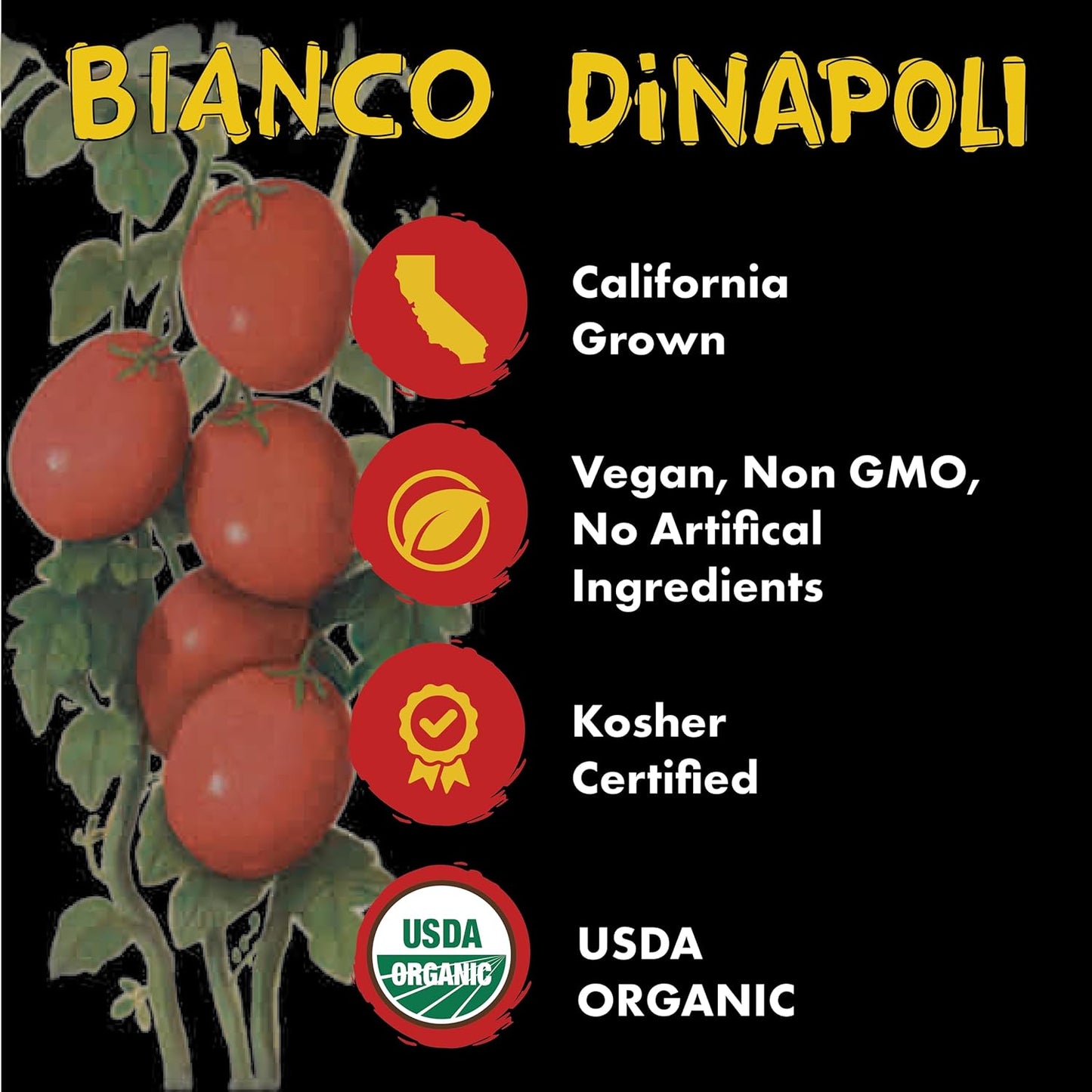 Bianco DiNapoli Organic NY Style Pizza Sauce - Vine Ripened California Grown Tomatoes - Made with Organic Garlic, Basil, Tomatoes & Extra Virgin Olive Oil For Homemade Pizza - Canned Fresh - 8 Ounce, Pack of 8