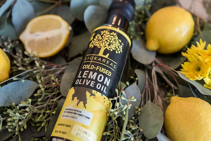 Liokareas Cold Fused Lemon Greek Olive Oil 250 Ml Glass Bottle
