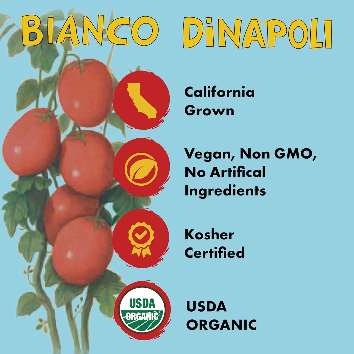 Bianco DiNapoli Organic Crushed Tomatoes in Puree - Crushed Organic Canned Tomatoes for Soups, Sauces, and Stews, Vine Ripened California Grown for Authentic Flavor and Quality - 28 oz, 6 Pack