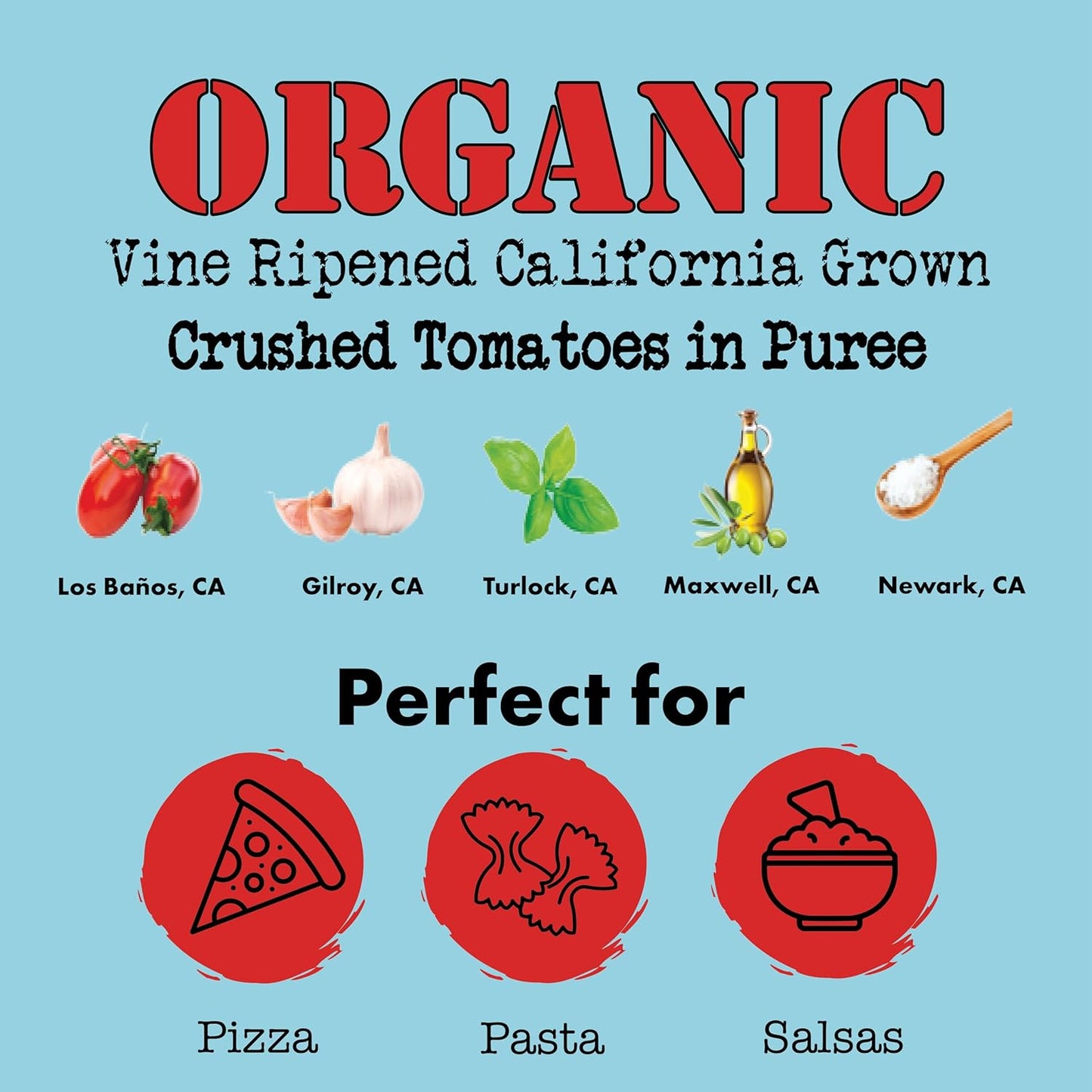 Bianco DiNapoli Organic Crushed Tomatoes in Puree - Crushed Organic Canned Tomatoes for Soups, Sauces, and Stews, Vine Ripened California Grown for Authentic Flavor and Quality - 28 oz, 6 Pack