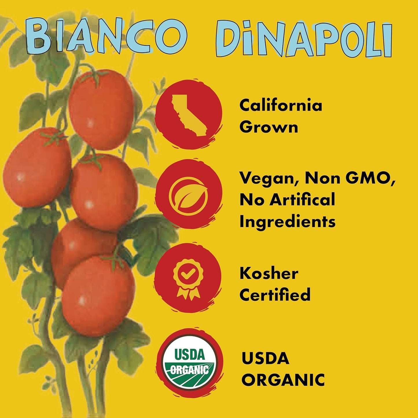 Bianco DiNapoli Organic Whole Peeled Tomatoes - Vine Ripened California Grown Tomatoes with Basil - Ideal for Flavorful Sauces, Soups & Italian Cooking - Canned for Freshness - 28oz, 6 Pack