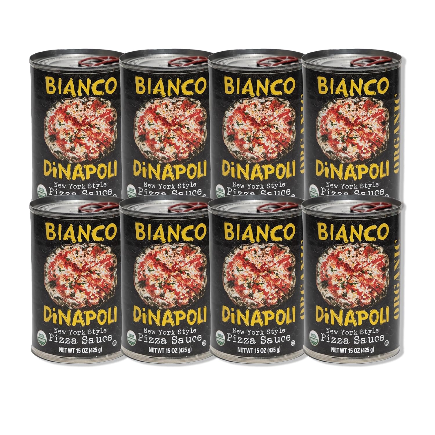 Bianco DiNapoli Organic NY Style Pizza Sauce - Vine Ripened California Grown Tomatoes - Made with Organic Garlic, Basil, Tomatoes & Extra Virgin Olive Oil For Homemade Pizza - Canned Fresh - 8 Ounce, Pack of 8