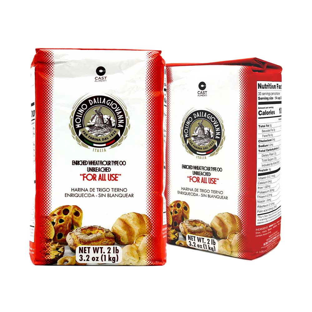 Molino DallaGiovanna Flour "For All Use" Type 00 1 Kilo Size (2 pack) 4.4 lbs