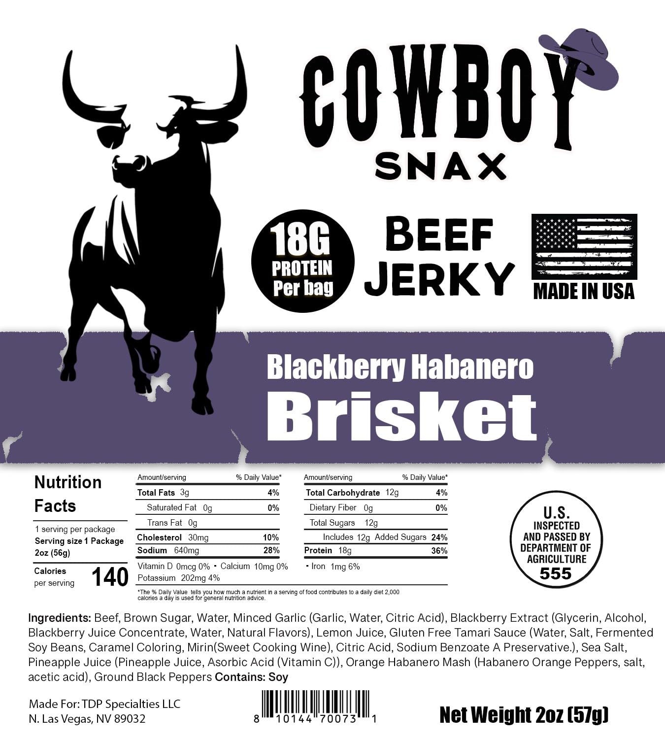 Cowboy Snax All Brisket Beef Jerky 2 oz bags 7 flavors 18 g protein per bag - premium jerky bag