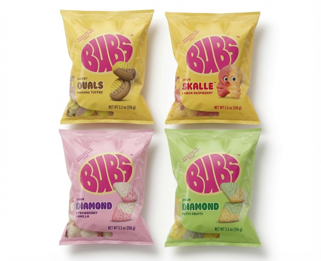 Bubs Viral Gummy Candy 5.5 oz bags Variety 2 of each flavor