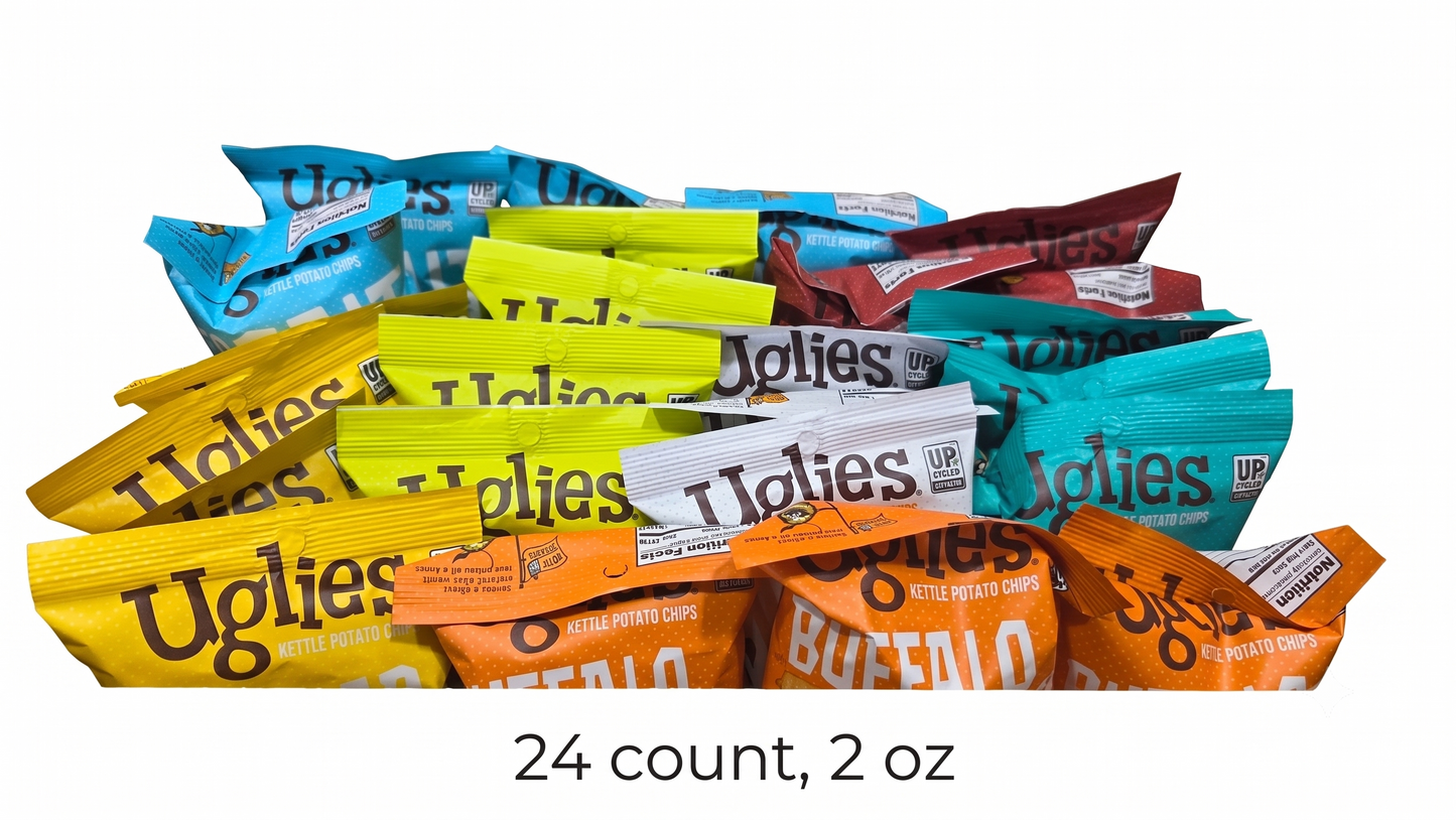 Uglies Potato Chips Super Variety Pack All 7 Flavors 2 oz snack size bags