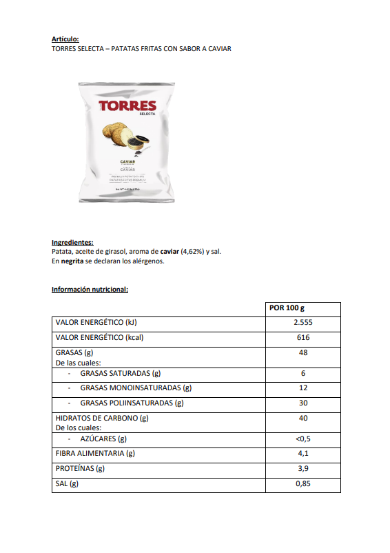 Torres Caviar Potato Chips — Case of 20 (1.41 oz (40g) Bags)
