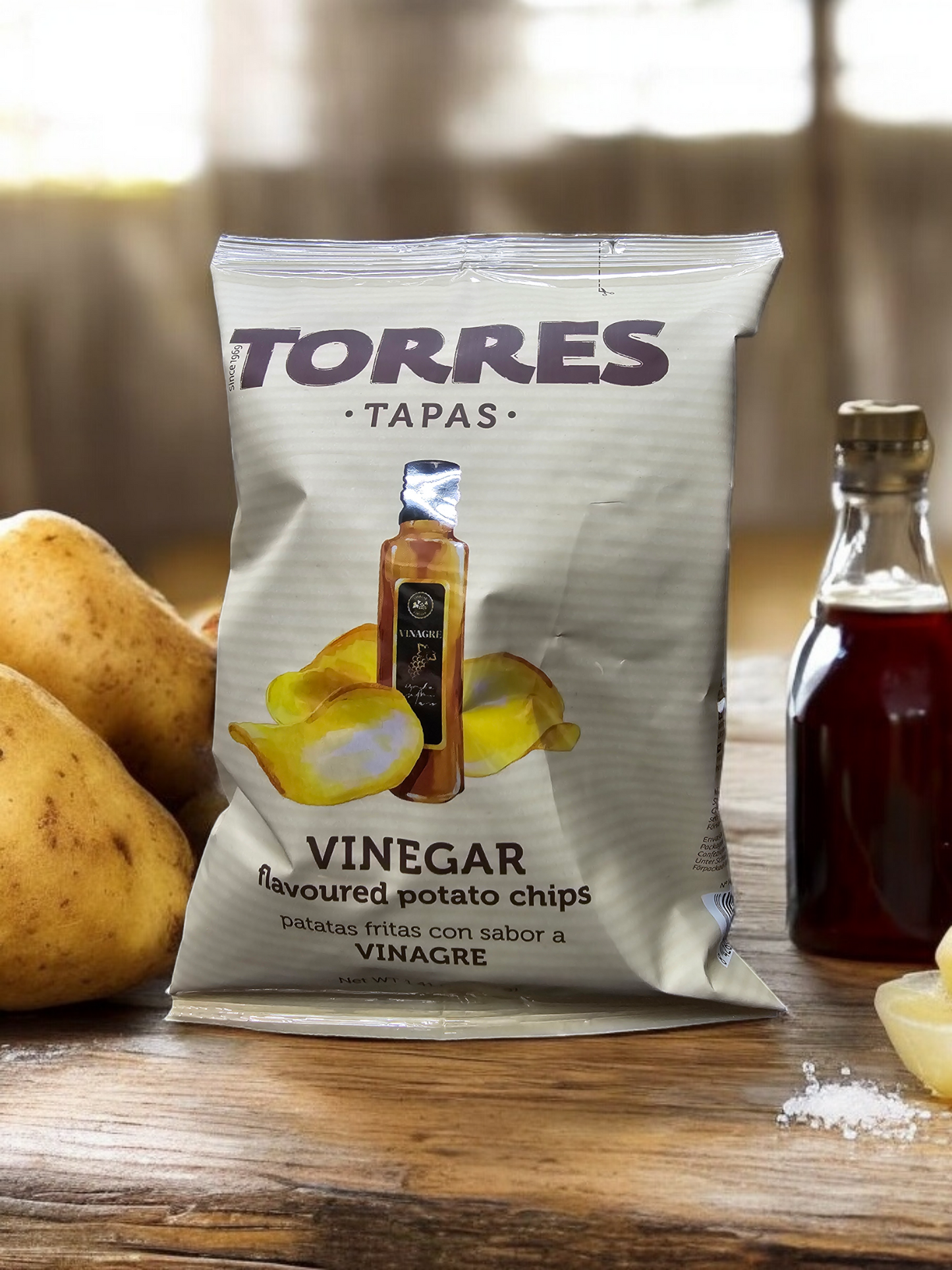 Torres Vinegar Potato Chips — Case of 20 (1.41 oz (40g) Bags)