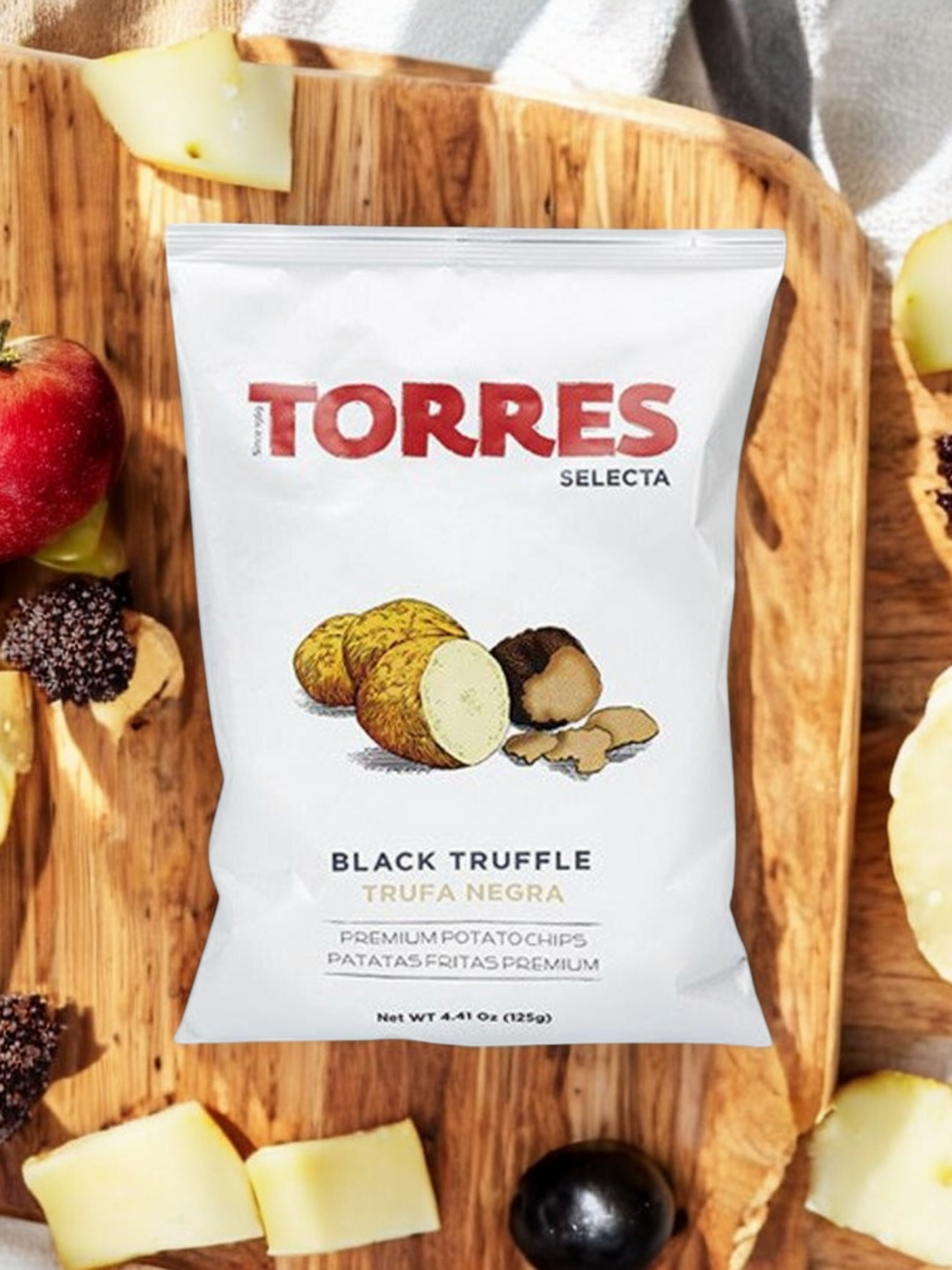 Torres Black Truffle Potato Chips Trufa Negra — Case of 20 (1.41 oz (40g) Bags)