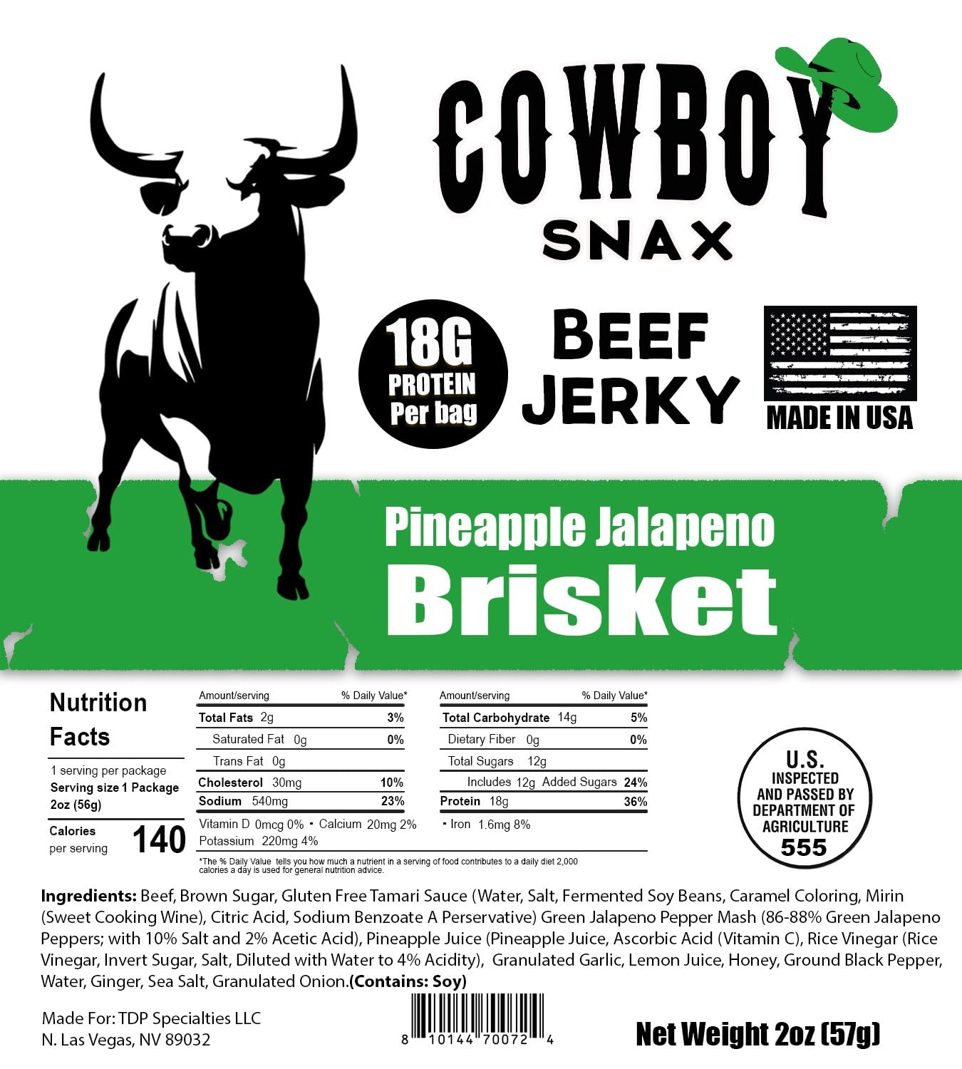 Cowboy Snax All Brisket Beef Jerky 2 oz bags 7 flavors 18 g protein per bag detail view 4