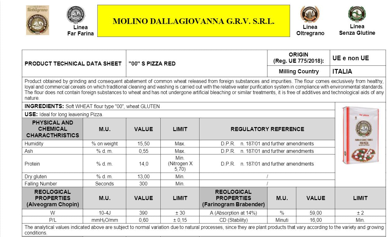 Molino Dallagiovanna Rossa High Temperature Long Fermentation Pizza Flour detail view 3