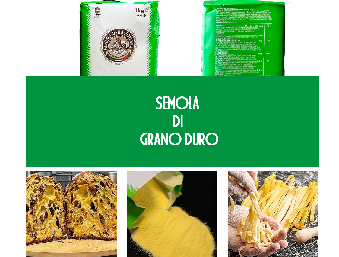 Molino Dallagiovanna Italian Semolina Flour De Grano Duro W390 High Protein 2 pack 1kg bags