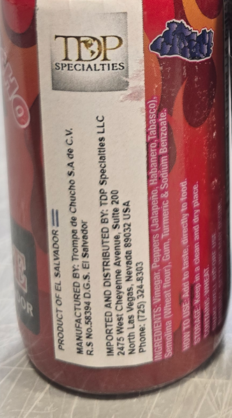 Trompa De Chucho Hot Sauce 6 oz Salsa Picante Mas Picante de El Salvador 2 Pack
